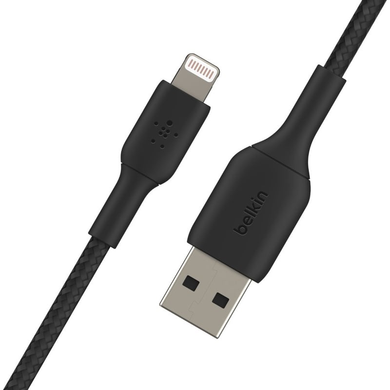 Belkin BoostCharge Braided Lightning to USB-A Cable (1 meter / 3.3 foot, Black) - Thumbnail 2