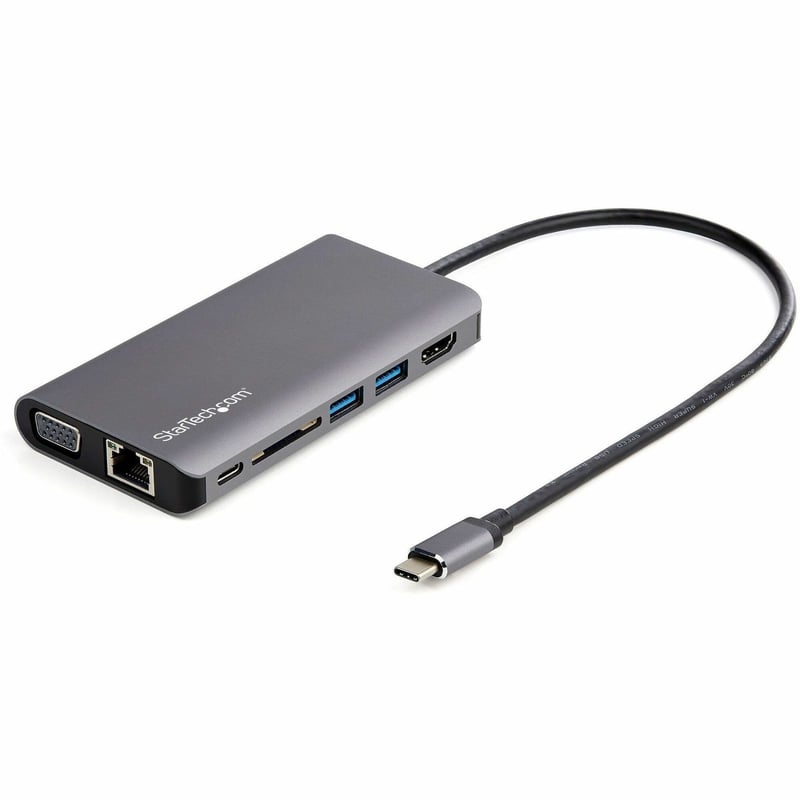 StarTech.com USB C Multiport Adapter - USB-C Mini Travel Dock w/ 4K HDMI or 1080p VGA - 100W PD Pass-Through, 3x USB, SD, GbE, Audio - Thumbnail 1