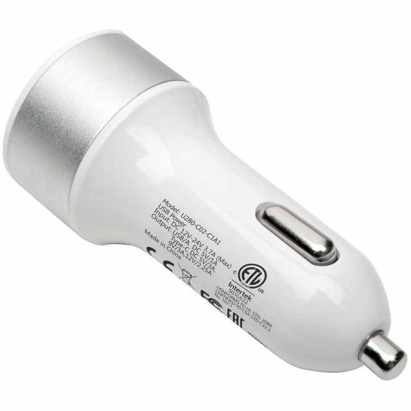 Tripp Lite by Eaton Dual-Port USB Car Charger with PD Charging - USB Type C (27W) & USB Type A (5V 1A/5W) UL 2089 - Thumbnail 2