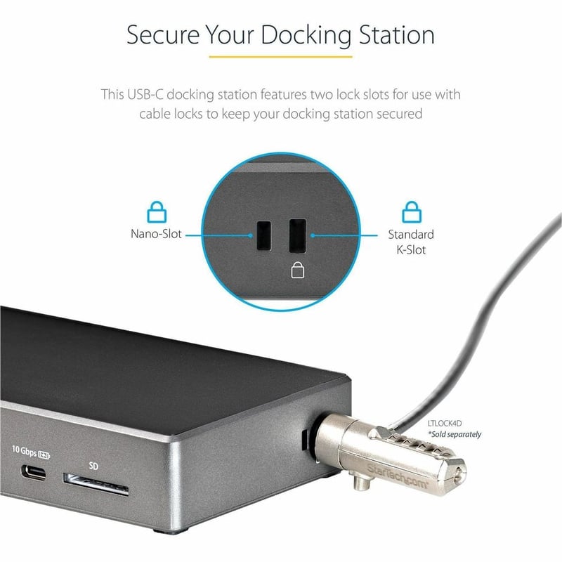 StarTech.com USB C Dock, Triple 4K Monitor USB-C Docking Station with DP 1.4 & DSC, 2x DisplayPort & 1x HDMI, 100W PD, 6x USB (2x 10Gbps) - Thumbnail 4