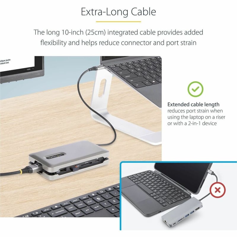 StarTech.com USB C Multiport Adapter, USB C to 4K 60Hz HDMI 2.0, 2-Port 10Gbps USB Hub, 100W Power Delivery Pass-through, GbE, SD/MicroSD - Thumbnail 5