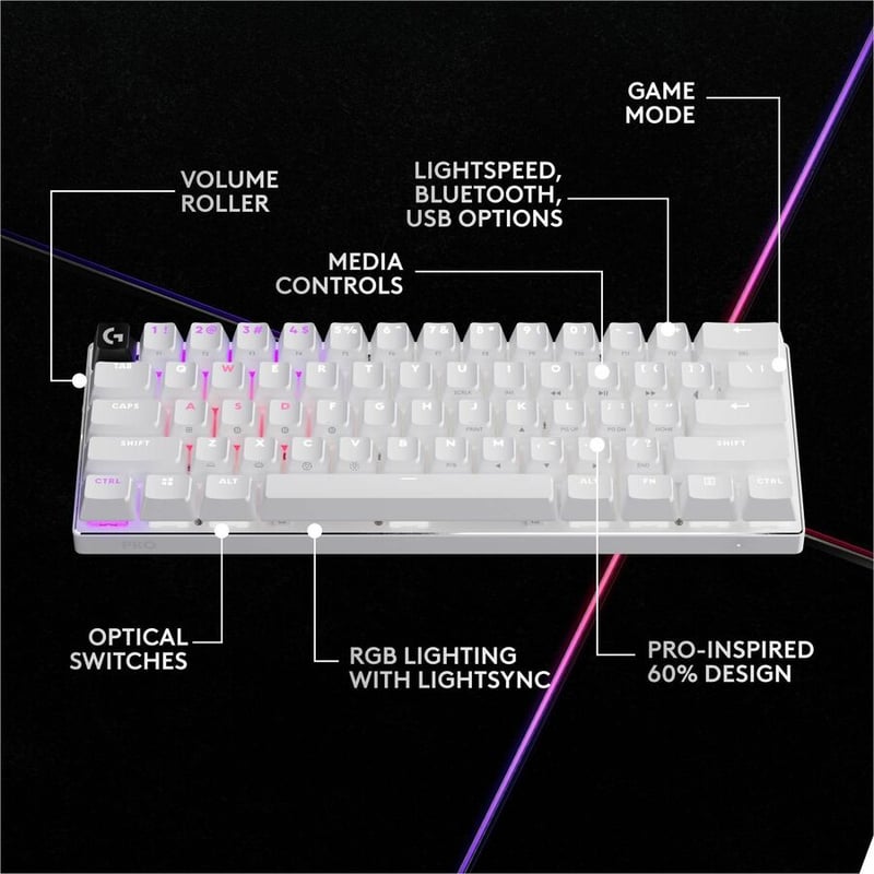 PRO X 60 LIGHTSPEED - WHITE TACTILE MECHANICAL GAMING KEYBOARD - Thumbnail 5