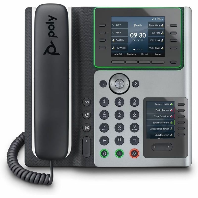 Poly Edge E450 IP Phone - Corded - Corded/Cordless - Wi-Fi, Bluetooth - Desktop - Black - Thumbnail 1
