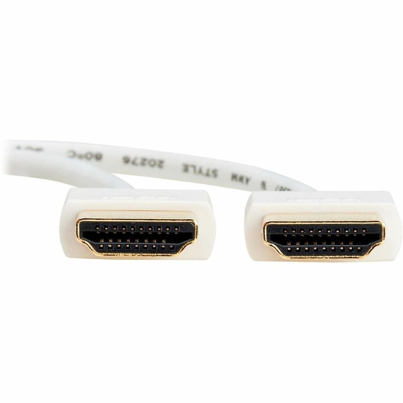 SLIM HDMI CABLE W ETHERNET VIDEO/AUDIO UHD 4K M/M WHITE 6FT - Thumbnail 3