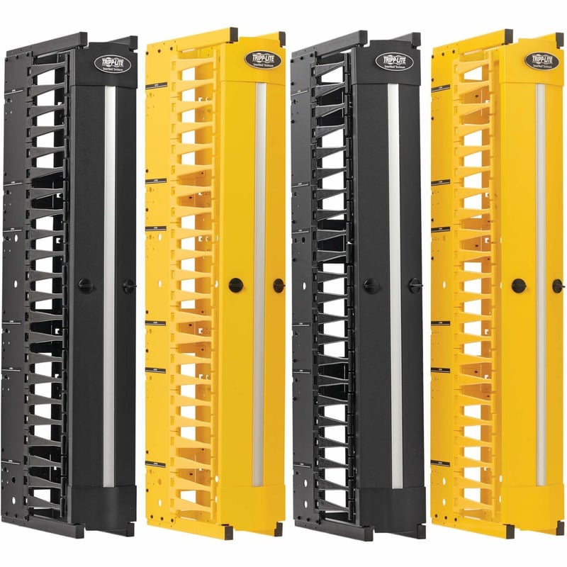 Eaton Tripp Lite Series High-Capacity Vertical Cable Manager - Deep Double Finger Duct with Cover, Double Sided, 6 in. Wide, Yellow/Black, 7 ft. (2.2 m) - Thumbnail 1