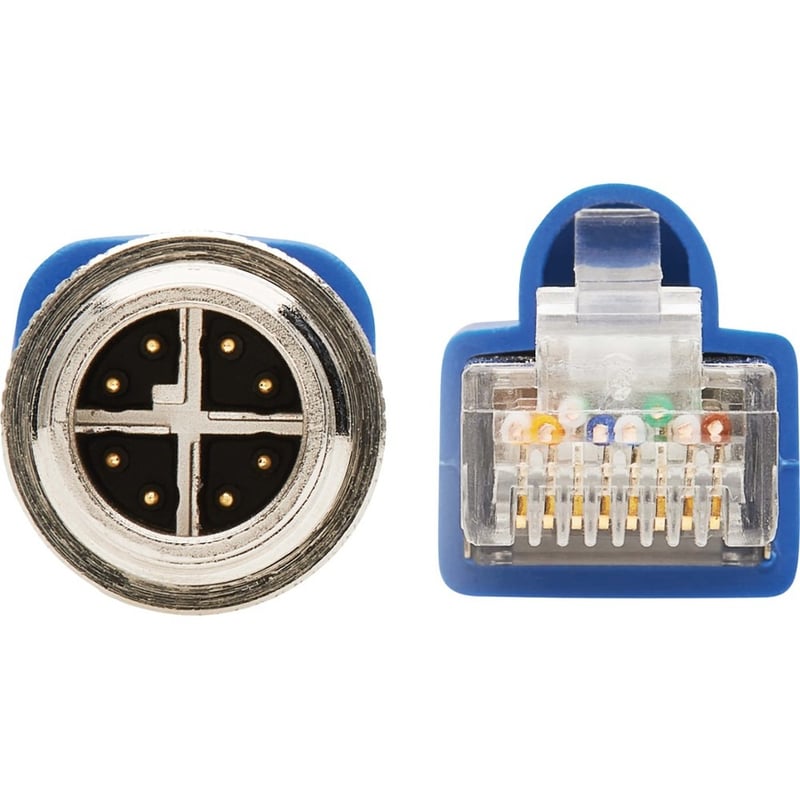 Eaton Tripp Lite Series M12 X-Code Cat6a 10G F/UTP CMR-LP Shielded Ethernet Cable (M12 M/RJ45 M), IP68, PoE, Blue, 5 m (16.4 ft.) - Thumbnail 3