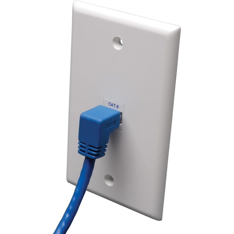 Eaton Tripp Lite Series Down-Angle Cat6 Gigabit Molded UTP Ethernet Cable (RJ45 Right-Angle Down M to RJ45 M), Blue, 10 ft. (3.05 m) - Thumbnail 2