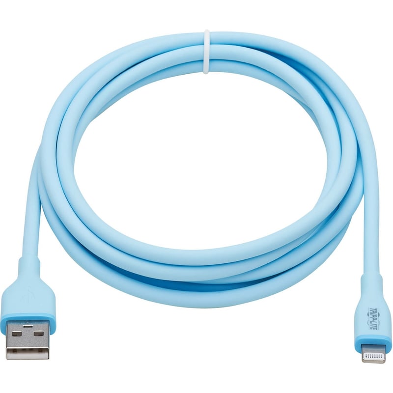 Eaton Tripp Lite Series Safe-IT USB-A to Lightning Sync/Charge Antibacterial Cable (M/M), Ultra Flexible, MFi Certified, Light Blue, 6 ft. (1.83 m) - Thumbnail 1
