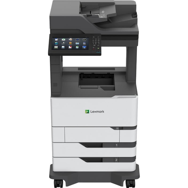 Lexmark MX820 MX822ade Laser Multifunction Printer-Monochrome-Copier/Fax/Scanner-55 ppm Mono Print-1200x1200 Print-Automatic Duplex Print-300000 Pages Monthly-1200 sheets Input-Color Scanner-600 Optical Scan-Monochrome Fax-Gigabit - Thumbnail 1