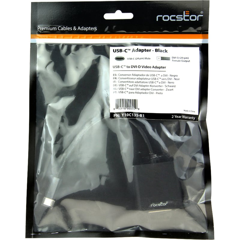 Rocstor Premium USB-C to DVI Adapter M/F- 6" - USB Type-C to DVI Converter adapter for MacBook, Macbook Pro, ChromeBook or any other USB Type C devices connecting to Displayport. Use for Monitor, Projector, and - Thumbnail 5