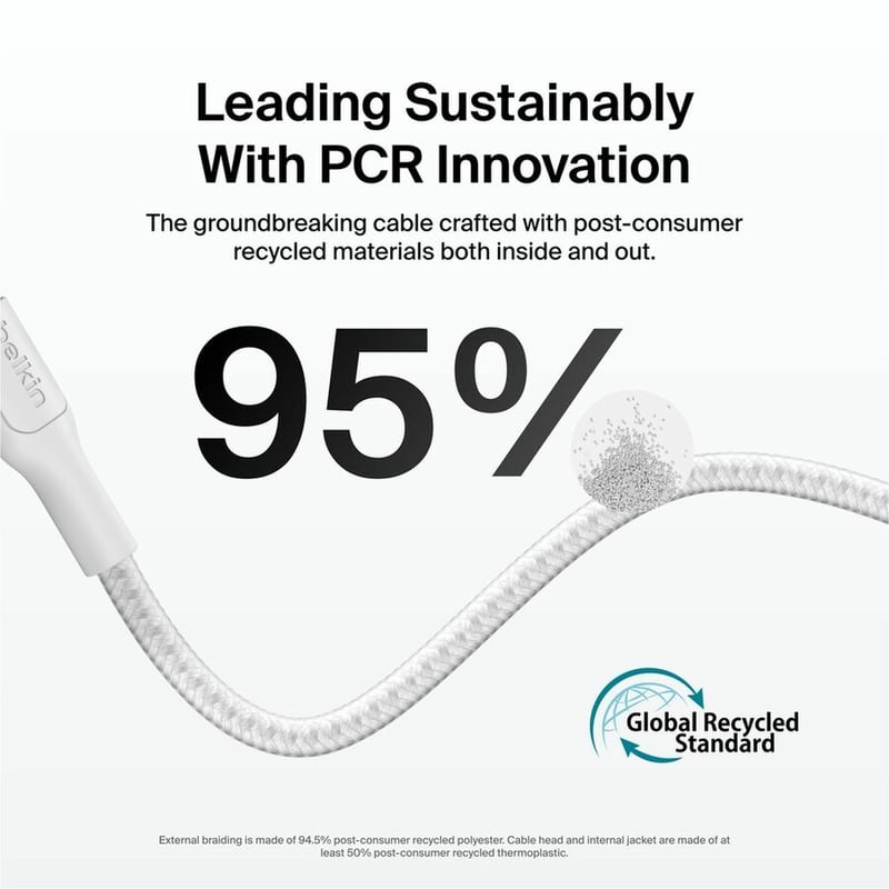 C - C CBL 60W 2.0 BRAIDED PCR 1M WHITE 15-RETAIL BOX (PLASTIC - Thumbnail 3