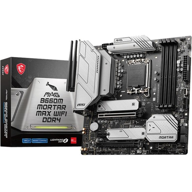 MSI MAG MAG B660M MORTAR MAX WIFI DDR4 Desktop Motherboard - Intel B660 Chipset - Socket LGA-1700 - Intel Optane Memory Ready - Micro ATX - Thumbnail 1