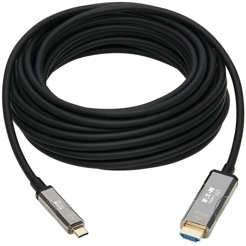 Tripp Lite by Eaton High-Speed USB-C to HDMI Fiber Active Optical Cable (AOC) - UHD 4K 60 Hz HDR CL3 Rated Black 15 m (49 ft.) - Thumbnail 2