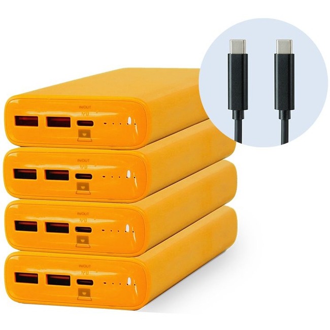 ACTIVE CHARGE YELLOW POWER BANKS WITH USB-C TO USB-C CABLES - 4X 20,000 MAH ACTI - Thumbnail 1