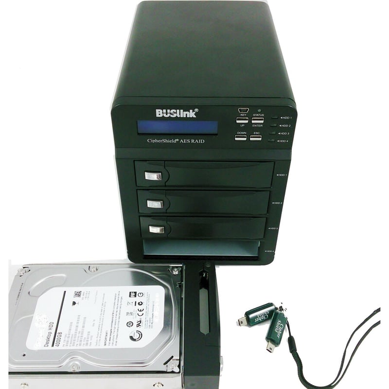 40TB 4-BAY RAID FIPS 140-2 256-BIT AES HARDWARE ENCRYPTED USB 3.0/ESATA CIPHERSH - Thumbnail 3