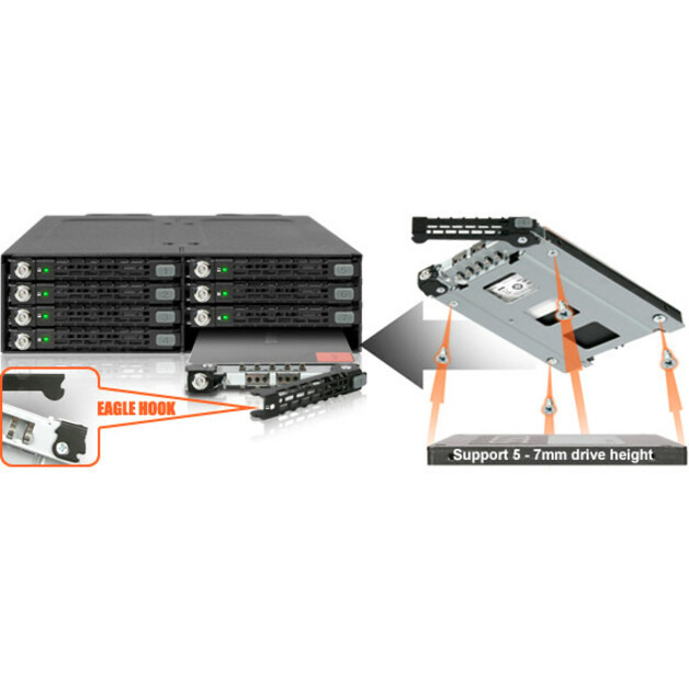 Icy Dock ToughArmor MB998SK-B Drive Enclosure for 5.25" - Serial ATA/600 Host Interface External - Black