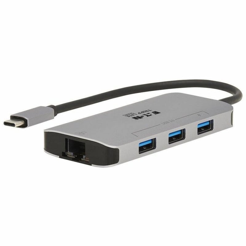 Tripp Lite by Eaton 3-Port USB-C Hub - USB 3.x (5Gbps) Hub Ports Gigabit Ethernet Thunderbolt 3 100W PD Charging Aluminum Housing - Thumbnail 3