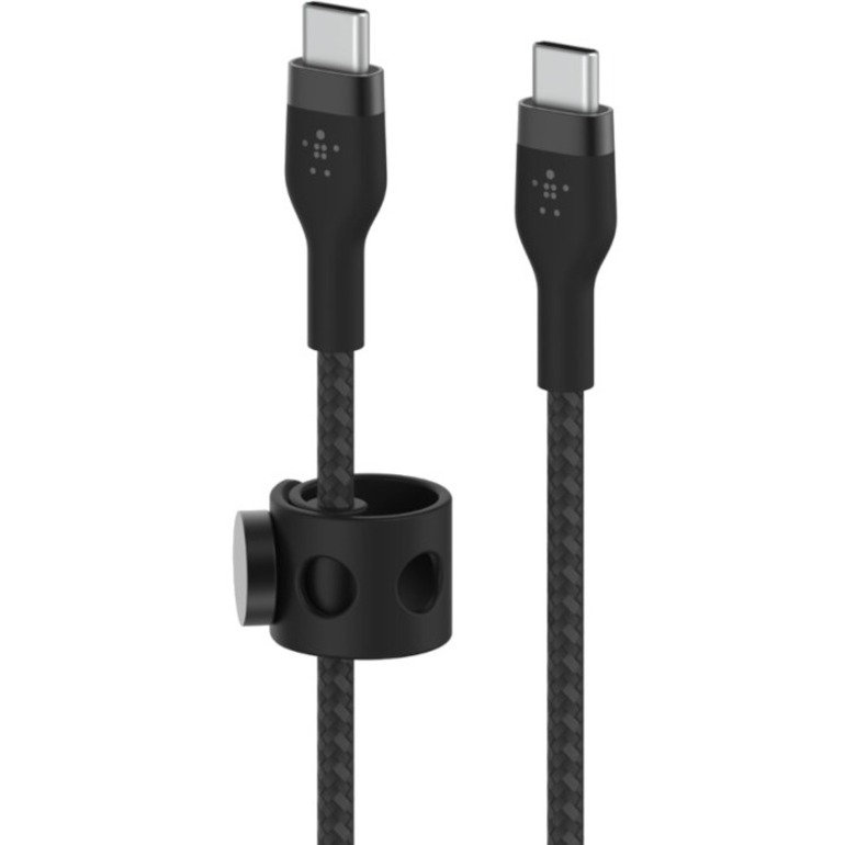Belkin 60W USB-C to USB-C Cable - 480 Mbps - Silicone, Braided - M/M - 2m/6.6ft - Black - Thumbnail 3