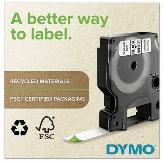 SANFORD DYMO LABELMANAGER D1 TAPE 1000 BLACK ON WHITE - 45113 - Thumbnail 4