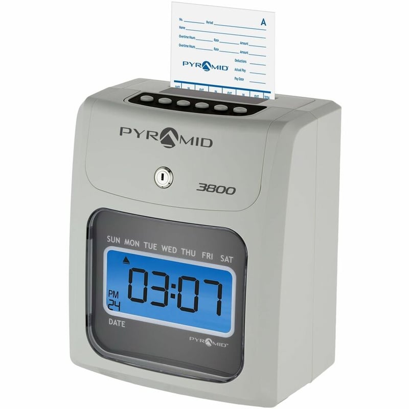 Pyramid Time Systems Model 3800 Auto Totaling Time Clock - Electronic Time Punch Clock for Small Business Bundle - Thumbnail 4