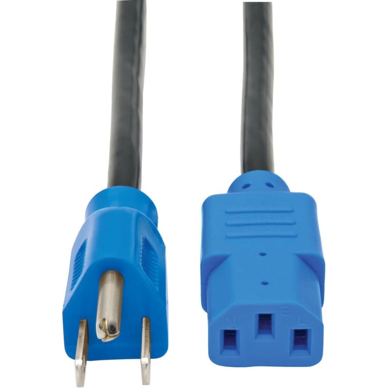 Tripp Lite by Eaton Desktop Computer AC Power Cable, NEMA 5-15P to C13 - 10A, 125V, 18 AWG, 4 ft. (1.22 m), Blue Plugs - Thumbnail 1