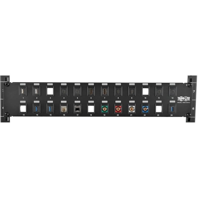 Tripp Lite by Eaton 24-Port 2U Rack-Mount Unshielded Blank Keystone/Multimedia Patch Panel RJ45 Ethernet USB HDMI Cat5e/6 - Thumbnail 3