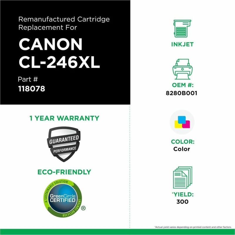 Clover Imaging Remanufactured High Yield Color Ink Cartridge for Canon CL-246XL (8280B001) - Thumbnail 3