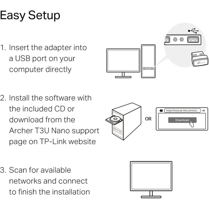TP-Link Archer T3U Nano - AC1300 2.4G/5G Dual Band Nano USB WiFi Adapter for PC - Thumbnail 4