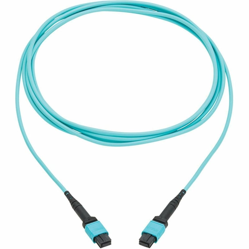 Eaton Tripp Lite Series 100G Multimode 50/125 OM4 Fiber Optic Cable (12F MPO/MPO-PC F/F), Type-A Polarity, OFNP, Aqua, 3 m (9.8 ft.), TAA - Thumbnail 1
