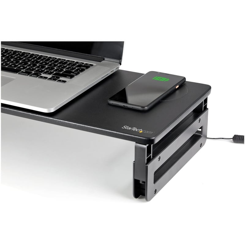 StarTech.com Monitor Riser Stand with Wireless Charging Pad, 15W Qi Charger for Phone, Height Adjustable Computer Monitor Riser for Desk - Thumbnail 2