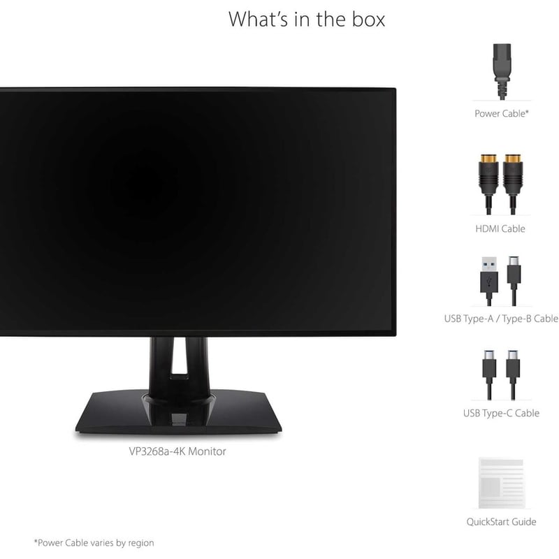 ViewSonic VP3268a-4K 32 Inch Premium IPS 4K Monitor with Advanced Ergonomics, ColorPro 100% sRGB Rec 709, 14-bit 3D LUT, Eye Care, HDR10 Support, HDMI, USB C, RJ45, DisplayPort for Professional Home Office