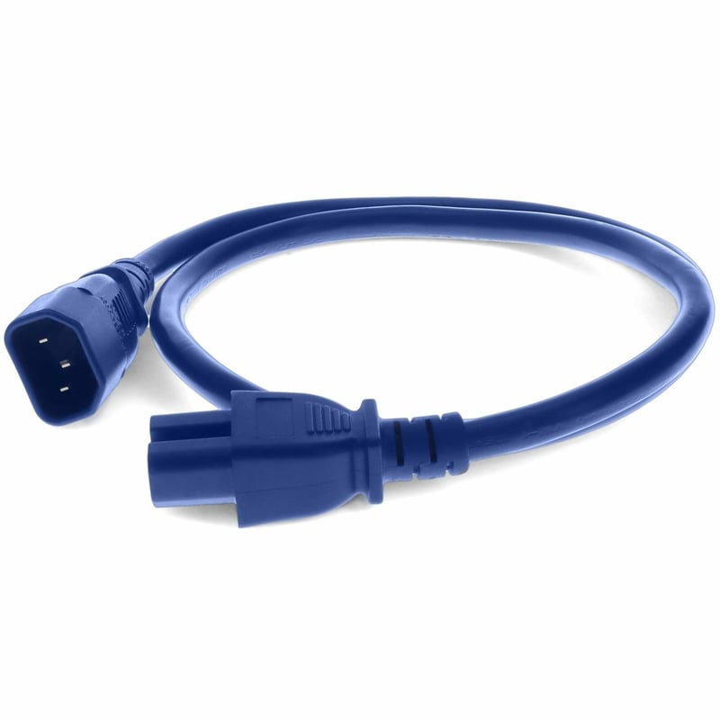 AddOn 5ft C14 to C15 14AWG 15A Blue 100-250V Power Cable - Thumbnail 1