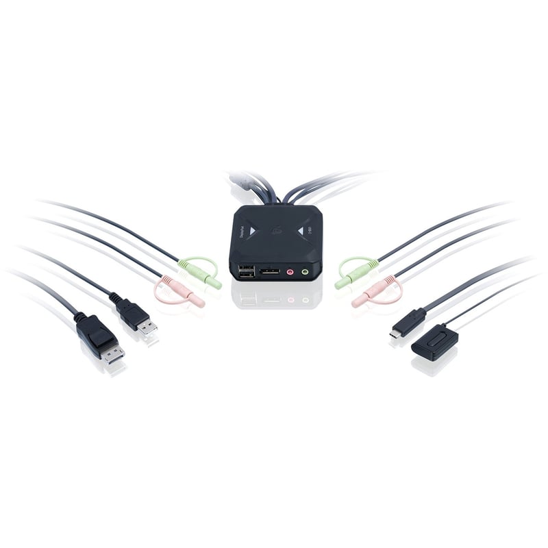 IOGEAR 2-port 4K KVM Switch with DisplayPort, USB-C and Audio - Thumbnail 1