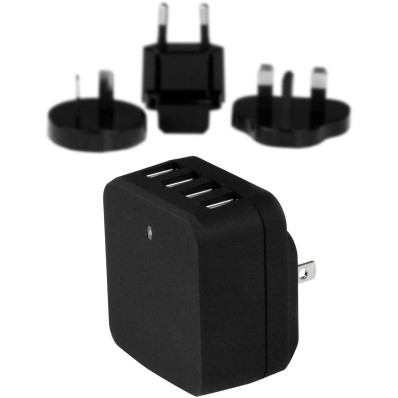 StarTech.com Travel USB Wall Charger " 4 Port " Black " Universal Travel Adapter " International Power Adapter " USB Charger - Thumbnail 1