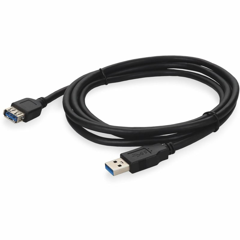 AddOn 2m USB 3.0 (A) Male to Male Black Cable - Thumbnail 1