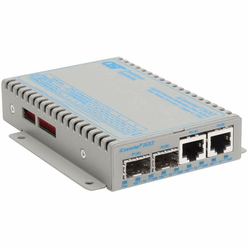 10/100/1000 DUAL CHANNEL MEDIA CONVERTER 2X RJ45 2X SFP AC -40-60C