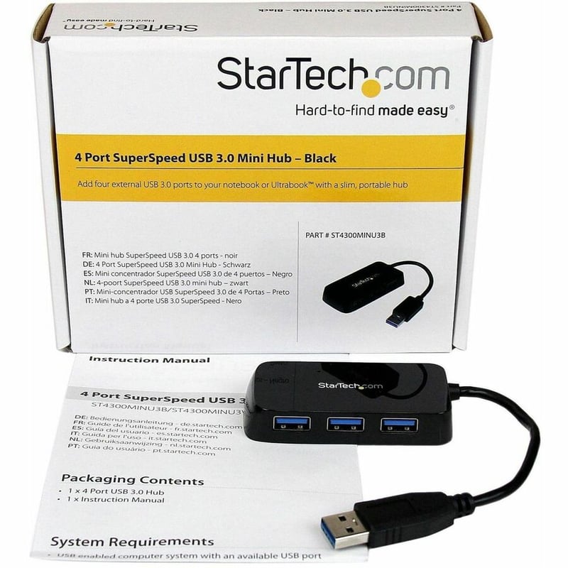 StarTech.com Portable 4 Port SuperSpeed Mini USB 3.0 Hub - 5Gbps - Black - Thumbnail 4