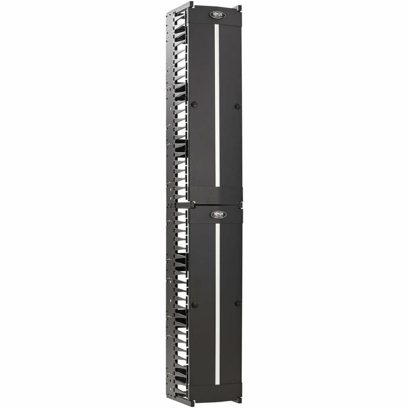 Tripp Lite High-Capacity Vertical Cable Manager - Deep Double Finger Duct with Cover - Single Sided - 12 in. Wide - Black - 7 ft. (2.2 m) - Thumbnail 3
