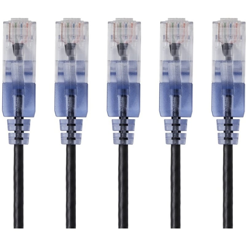SLIM CAT6A CABLE - 5-PACK - 7FT BLACK - Thumbnail 1