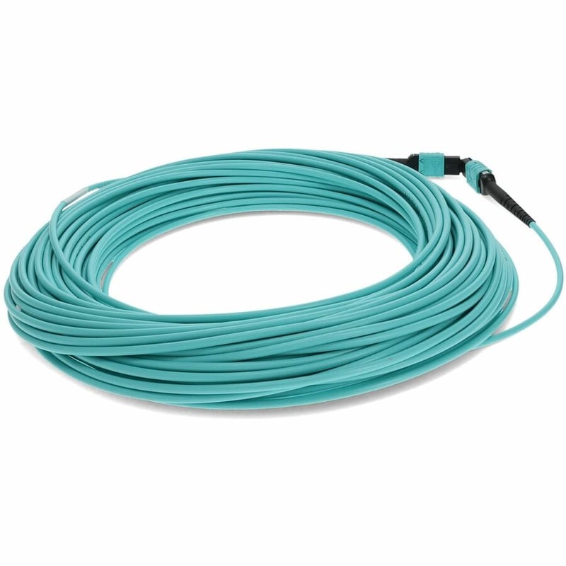 AddOn 25m MPO/UPC to MPO/UPC Aqua OM3 OFNR (Riser-Rated) 12-Strand Fiber Patch Cable - Thumbnail 5