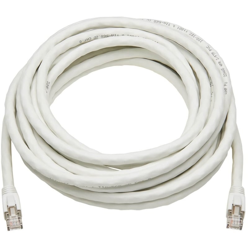 Eaton Tripp Lite Series Cat8 25G/40G-Certified Snagless Shielded S/FTP Ethernet Cable (RJ45 M/M), PoE, White, 30 ft. (9.14 m) - Thumbnail 2
