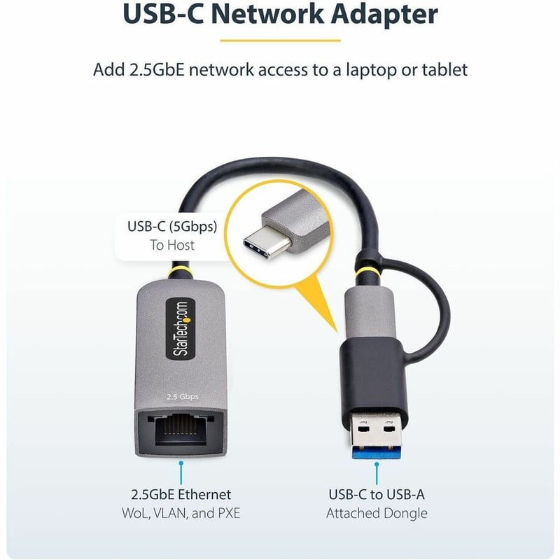 USB 3.0 TYPE-C TO 2.5 GIGABIT ETHERNET ADAPTER W/USB-A CONVERTER - Thumbnail 2