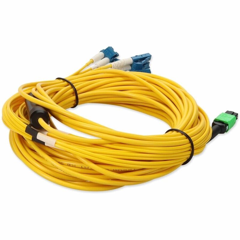 AddOn 5m MPO (Female) to 6xLC (Male) 12-Strand Yellow OS2 Duplex OFNR (Riser-Rated) Fiber Fanout Cable - Thumbnail 5