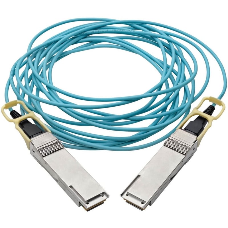 Eaton Tripp Lite Series QSFP28 to QSFP28 Active Optical Cable - 100GbE, AOC, M/M, Aqua, 5M (16.4 ft.) - Thumbnail 2