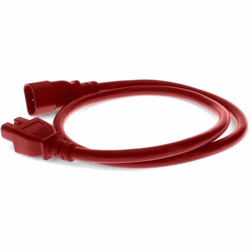 AddOn 1ft C14 Male to C15 Female 14AWG 100-250V at 15A Red Power Cable - Thumbnail 2