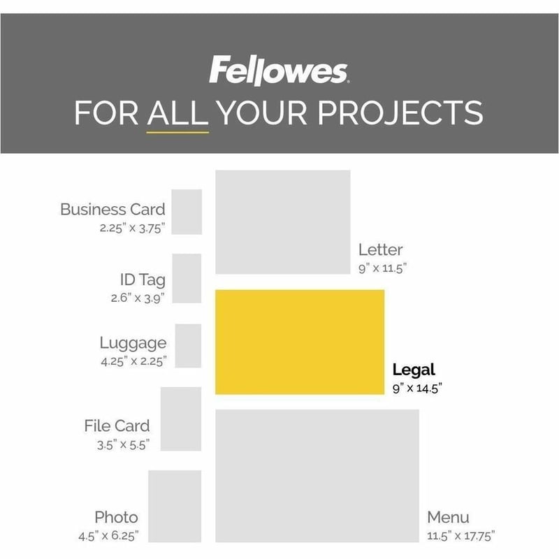 Fellowes Glossy Pouches - Legal, 5 mil, 100 pack - Thumbnail 2