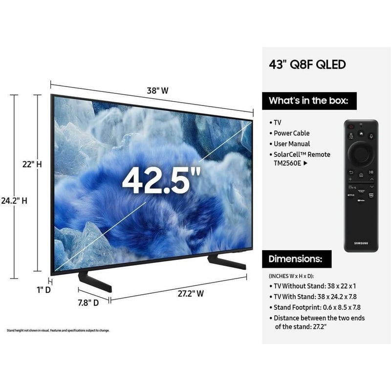 Samsung QN43Q8FAAF 43" Smart LED-LCD TV - 4K UHDTV - High Dynamic Range (HDR) - Thumbnail 5