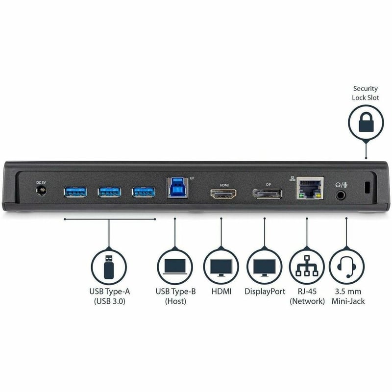 StarTech.com USB 3.0 Docking Station - Windows / macOS Compatible - Supports Dual Displays, HDMI / DisplayPort or 4K Ultra HD on a Single Monitor - USB3DOCKHDPC - Thumbnail 2