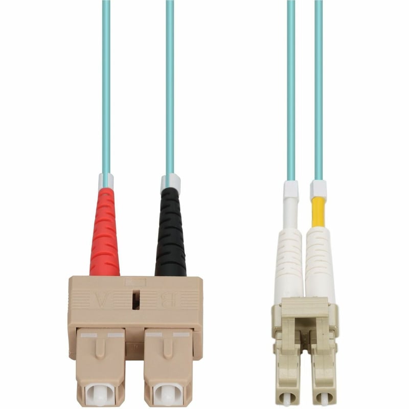 AddOn 40m SC to LC Aqua OM4 Duplex OFNP (Plenum-Rated) Fiber Patch Cable - Thumbnail 1