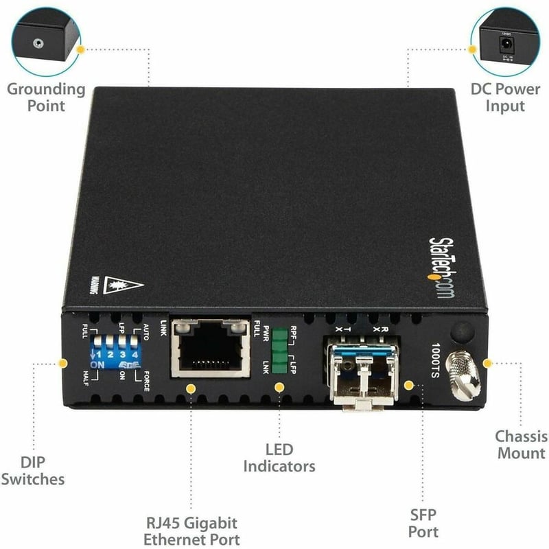 StarTech.com Gigabit Ethernet Copper-to-Fiber Media Converter - SM LC - 10 km - Ethernet Media Converter - GbE Converter - Thumbnail 4